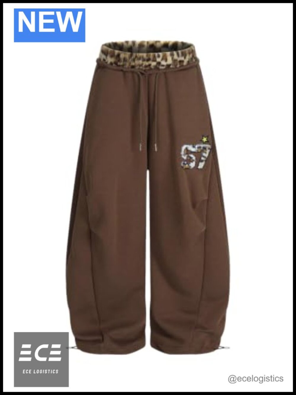 Double Waist Leopard Print Baggy Wide Leg Sweatpants Y2K Lounge Pants with